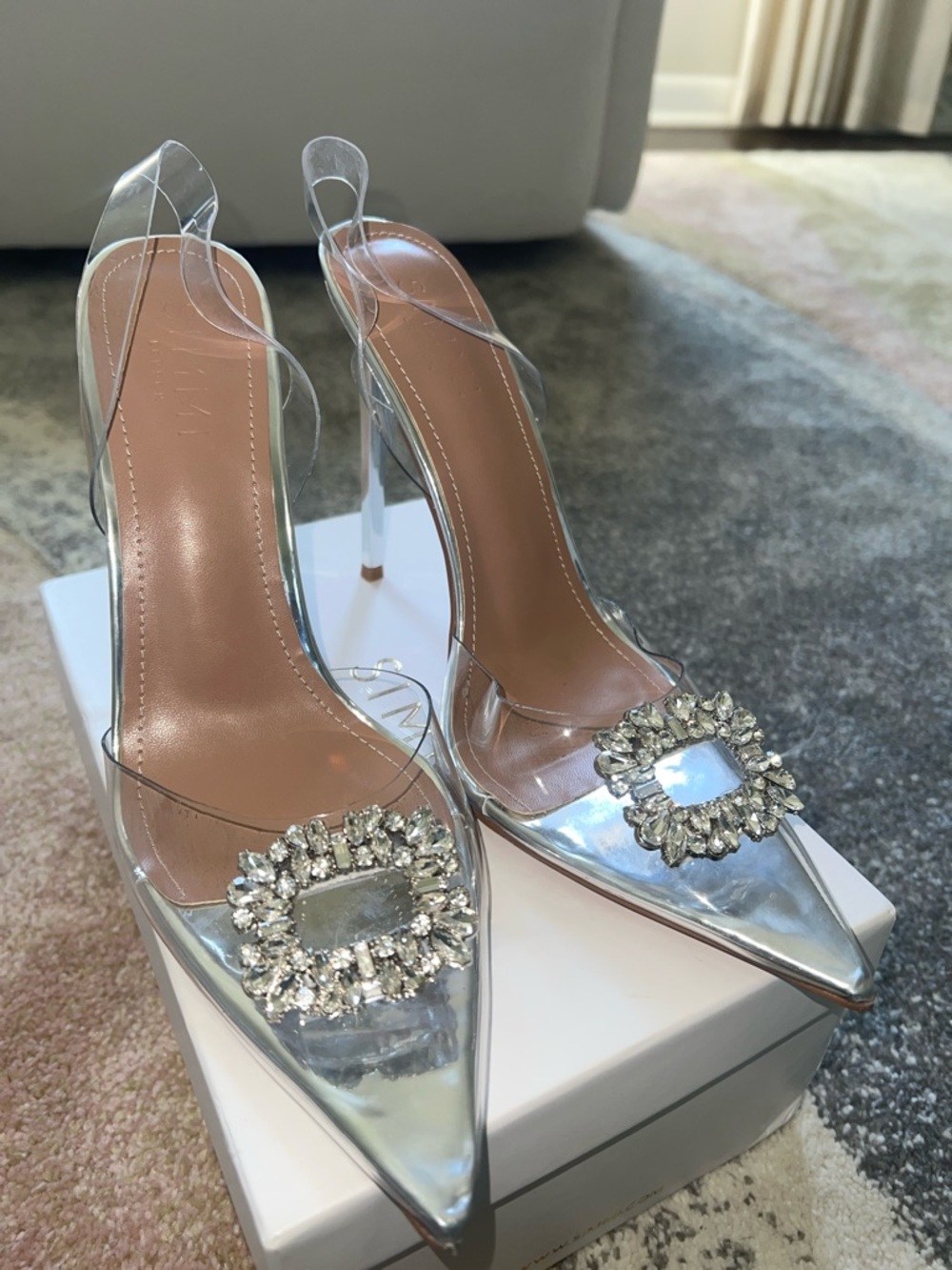 Clear PVC Pointed-Toe Heels with Crystal Buckle - Picture 4 of 9
